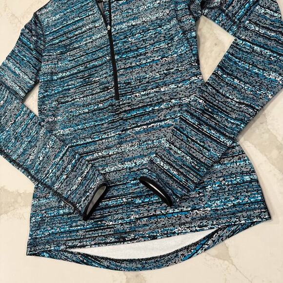 Nike Pro Dri-Fit Half Zip Pullover Long Sleeve Top Women's Medium Blue/Black Gym - Picture 2 of 10